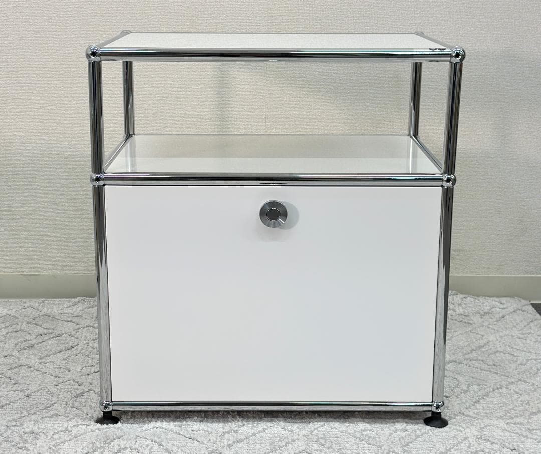 美品■USMハラー■ローボード　ミニキャビネット　1列2段　白　サイドテーブル