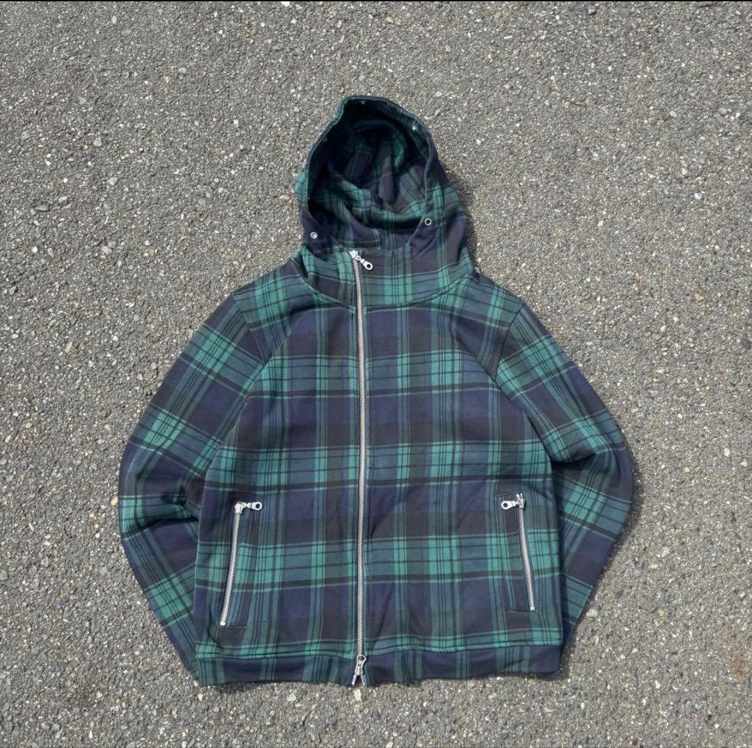 90s-00s archive ブラックウォッチ ジップパーカー 斜めジップ