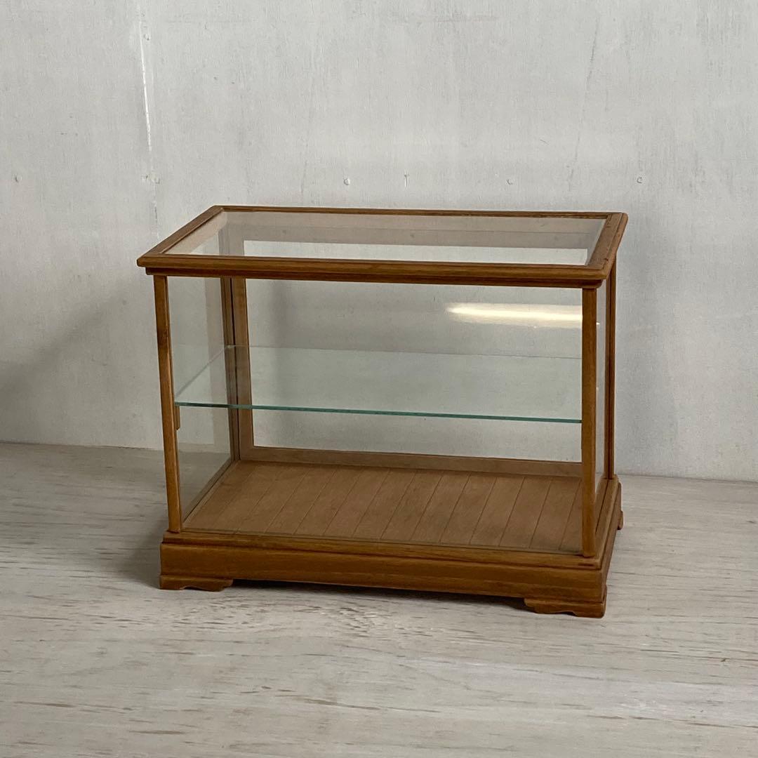 古い木製 ガラスケース 2段 ショーケース 展示ケース パンケース 店舗什器
