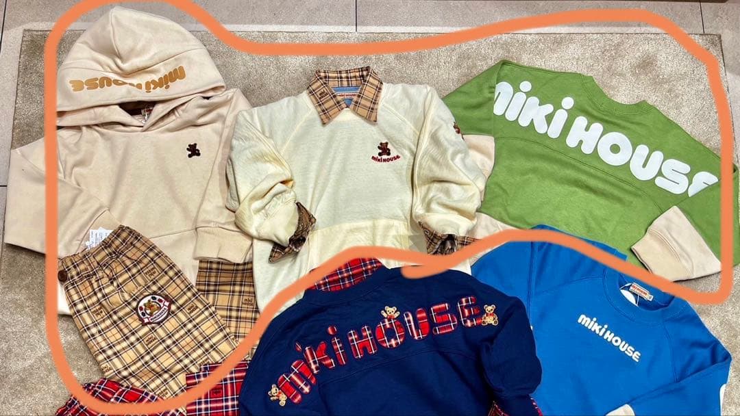 【美品】ミキハウスベア　バックロゴトレーナー　100 子供　アイボリー