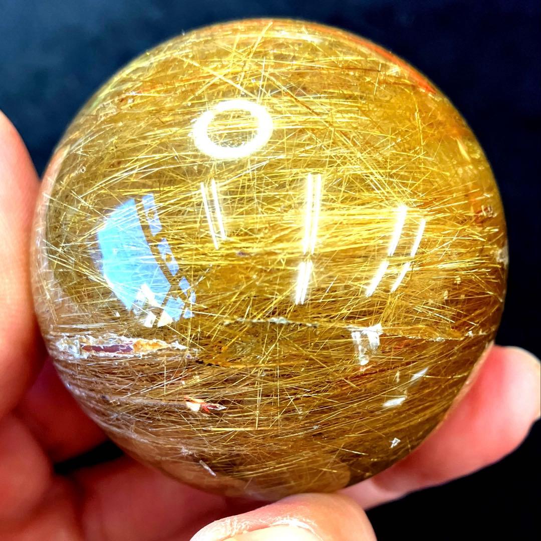 超絶綺麗✨50mm ゴールドルチルクォーツ　丸玉　スフィア　金針水晶