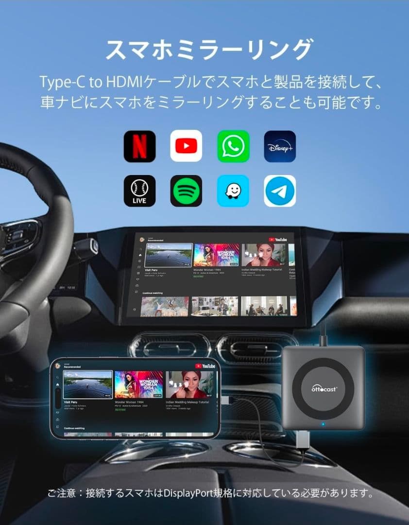 Ottocast Car TV Mate HDMI変換アダプター