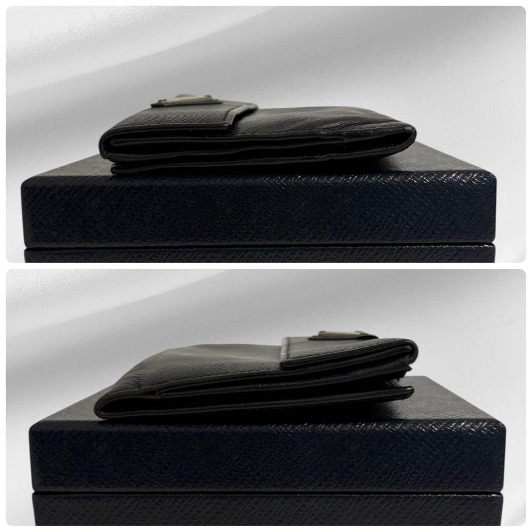 美品✨ PRADA プラダ 三つ折り財布 サフィアーノ ブラック 三角ロゴ