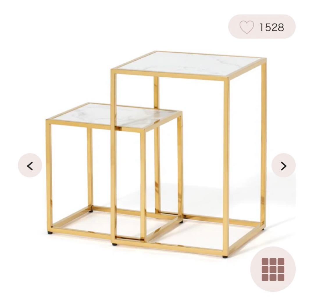 Francfrancフランフラン　レーヌ ネストテーブル S マーブル×ゴールド