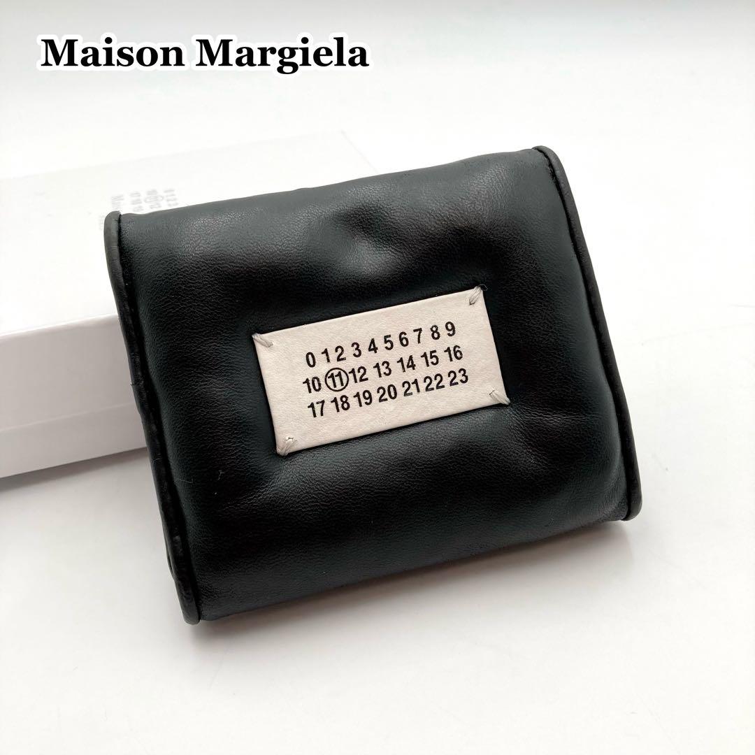 Noodles✨ メゾンマルジェラ 三つ折り財布 グラムスラム 黒 レザー