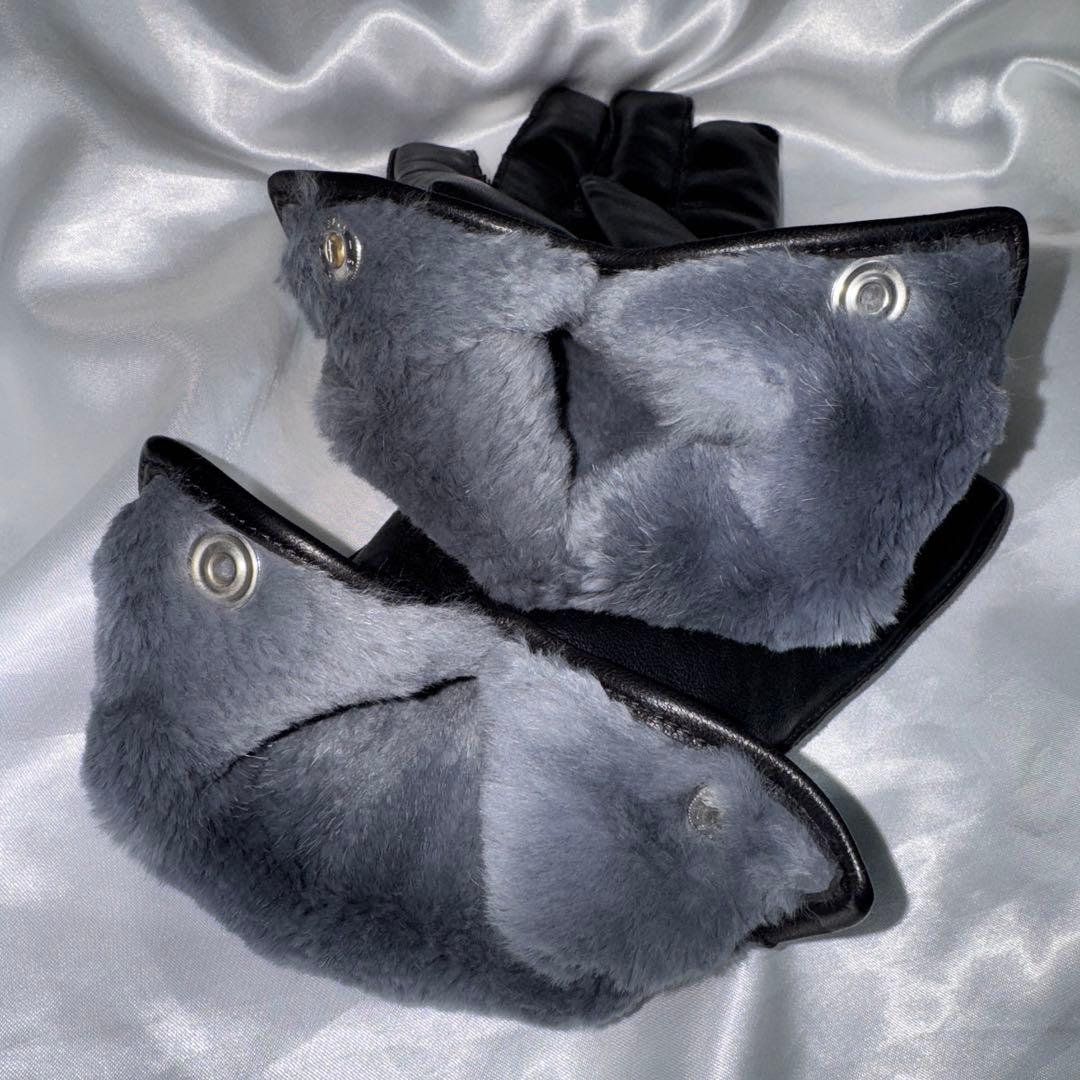 DENTS デンツ　 ラビットファー　レザーグローブ　手袋　ブラック