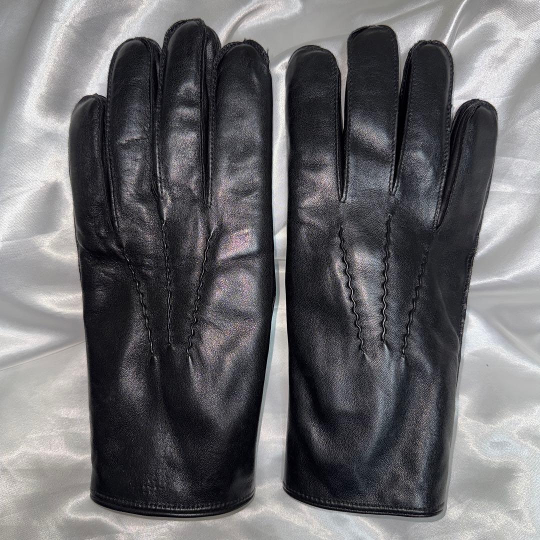 DENTS デンツ　 ラビットファー　レザーグローブ　手袋　ブラック