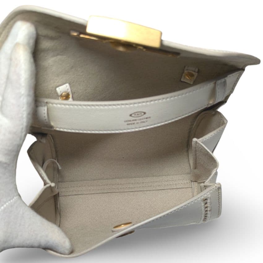 【極美品】TOD'Sトッズ Tタイムレス　アイボリー レザー ショルダーバッグ