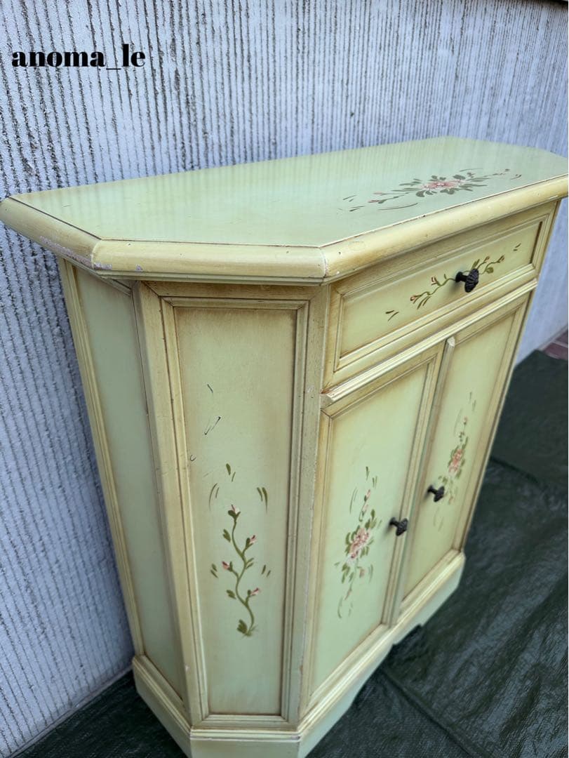 【コンソール】木製　トールペイント　シャビーシック　花台　飾り台　アンティーク◎