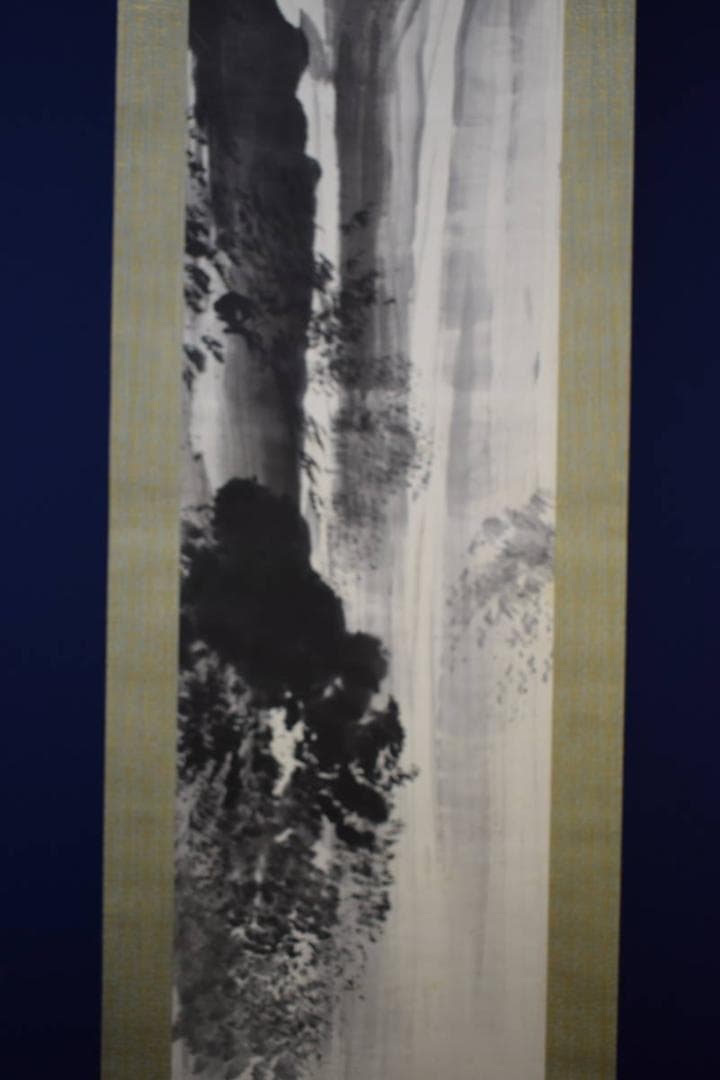 真作/東原方僊/瀧図/桐共箱二重箱付/布袋屋掛軸HG-875