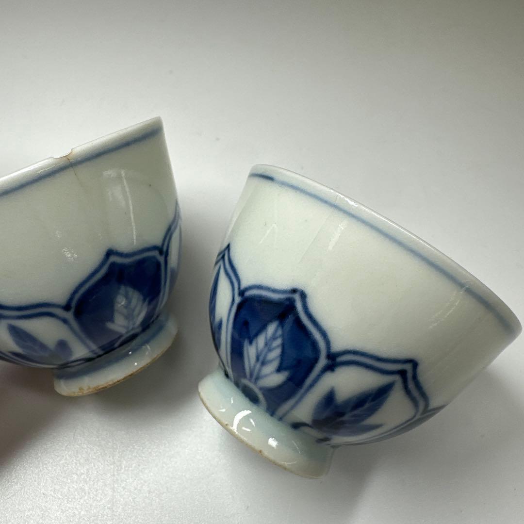 三浦竹泉　青花煎茶碗5客　口径5.5㎝　東Y7-0411☆2Fトヒチ