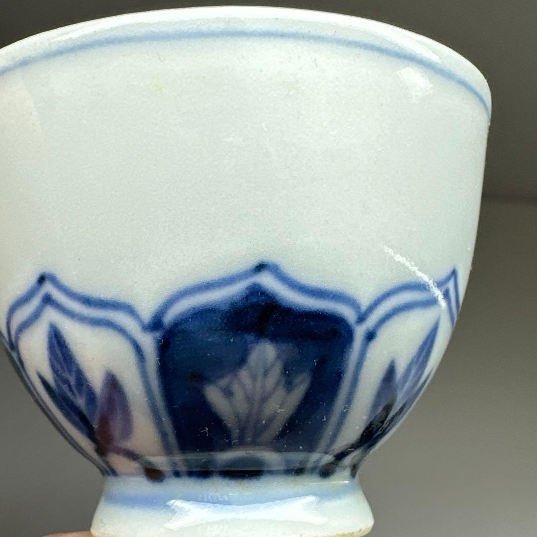 三浦竹泉　青花煎茶碗5客　口径5.5㎝　東Y7-0411☆2Fトヒチ