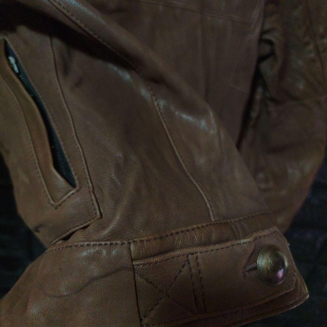 未使用に近いＳＣＨＯＲＬ アンティーク加工シングルライダース ブラウン Sz42