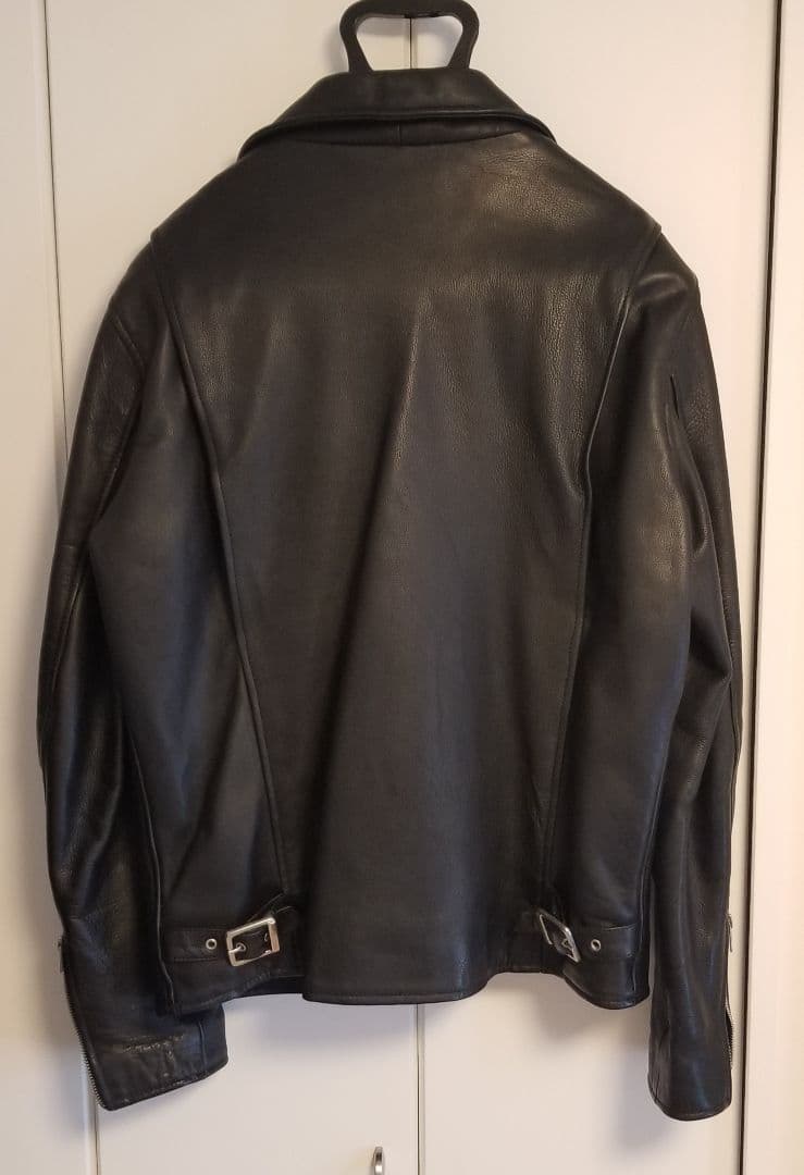 RHENIUM 雌牛本革ブラックレザーライダース 46 XL