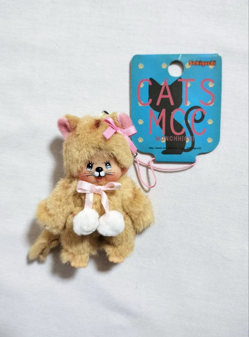 【希少】モンチッチ 茶ネコ CATS ストラップ ベビチッチ セキグチ 猫