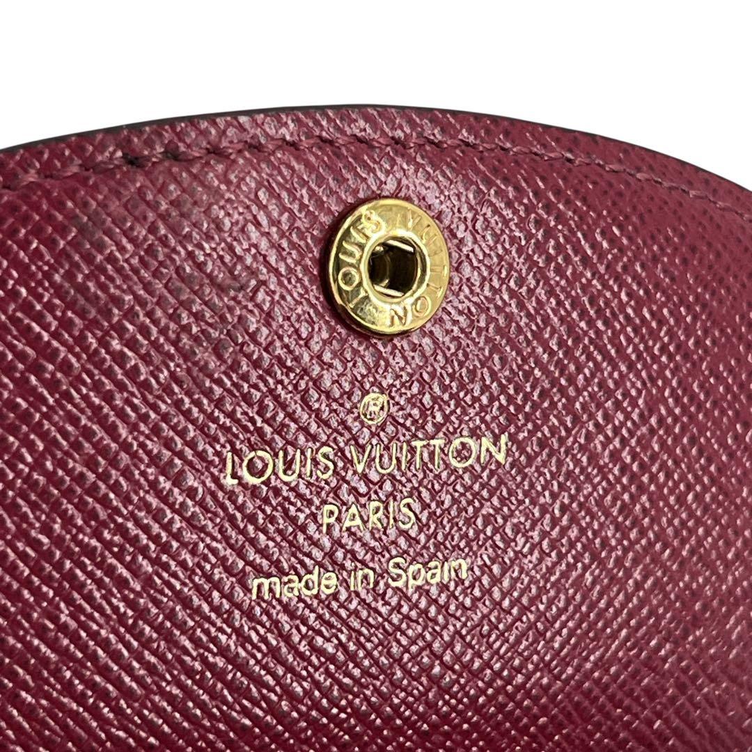 ルイヴィトン　ケース　ポルトモネロザリ　フューシャ　モノグラム　ブラウン