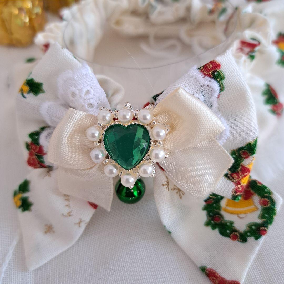 クリスマス短毛ファーシュシュ(白クリスマスリース)わんちゃん猫ちゃん用