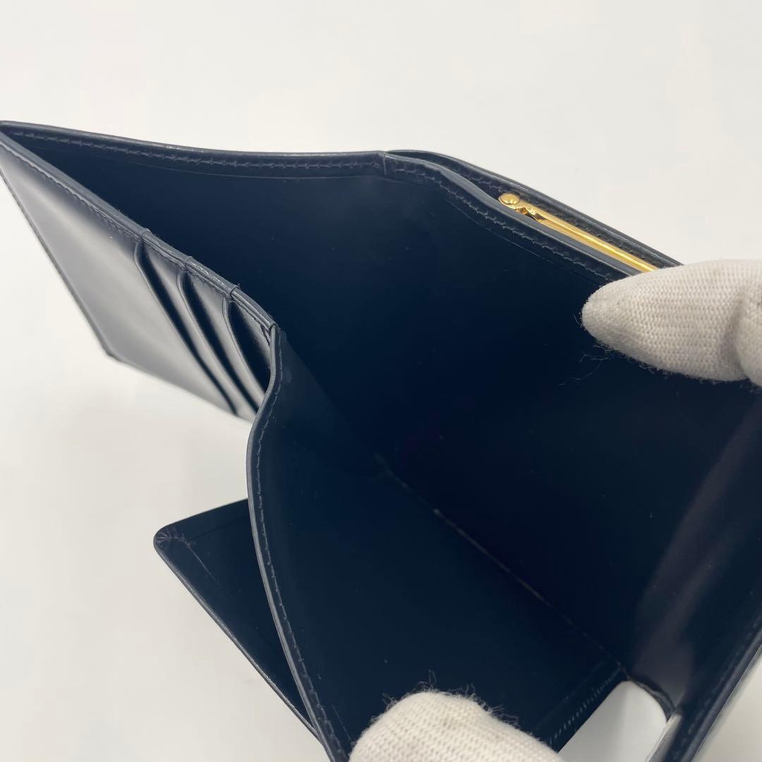 ✨美品✨カルティエ　サファイアライン コンパクト折り財布　ダークネイビー　がま口