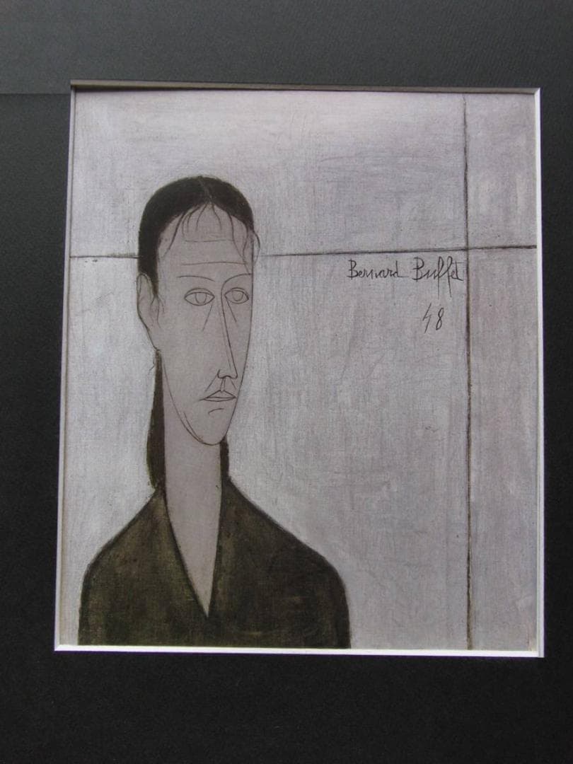 ベルナール・ビュッフェ、【Jeune femme】、希少な額装用画集より