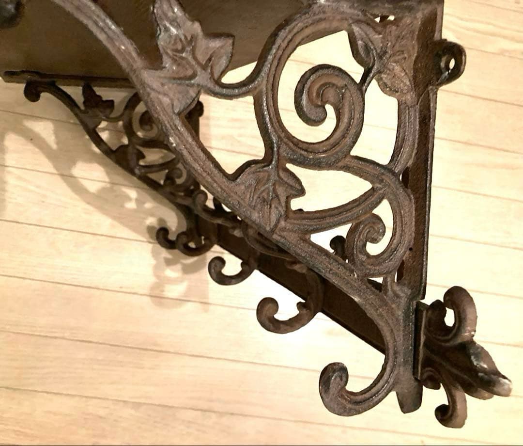 【レア】ヴィンテージ フレンチカントリー　ウォールシェルフ　フック付き