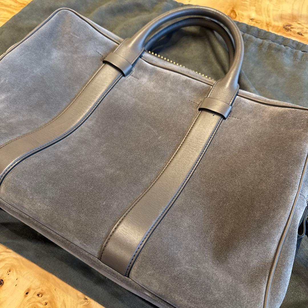 トムフォードグレー スエード ビジネスバッグ