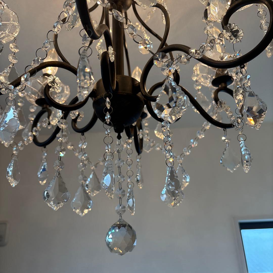 クリスタル ブラックシャンデリア 6灯 60W