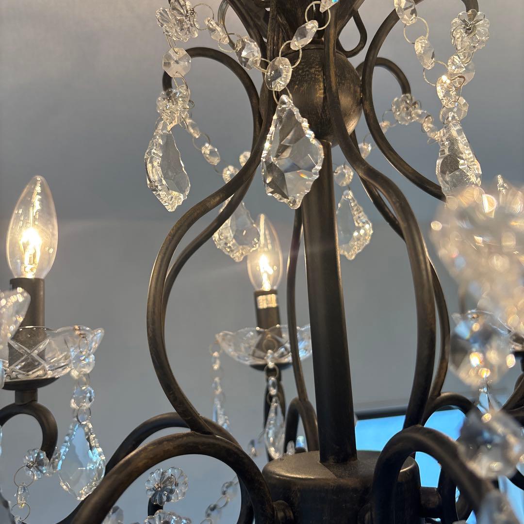 クリスタル ブラックシャンデリア 6灯 60W