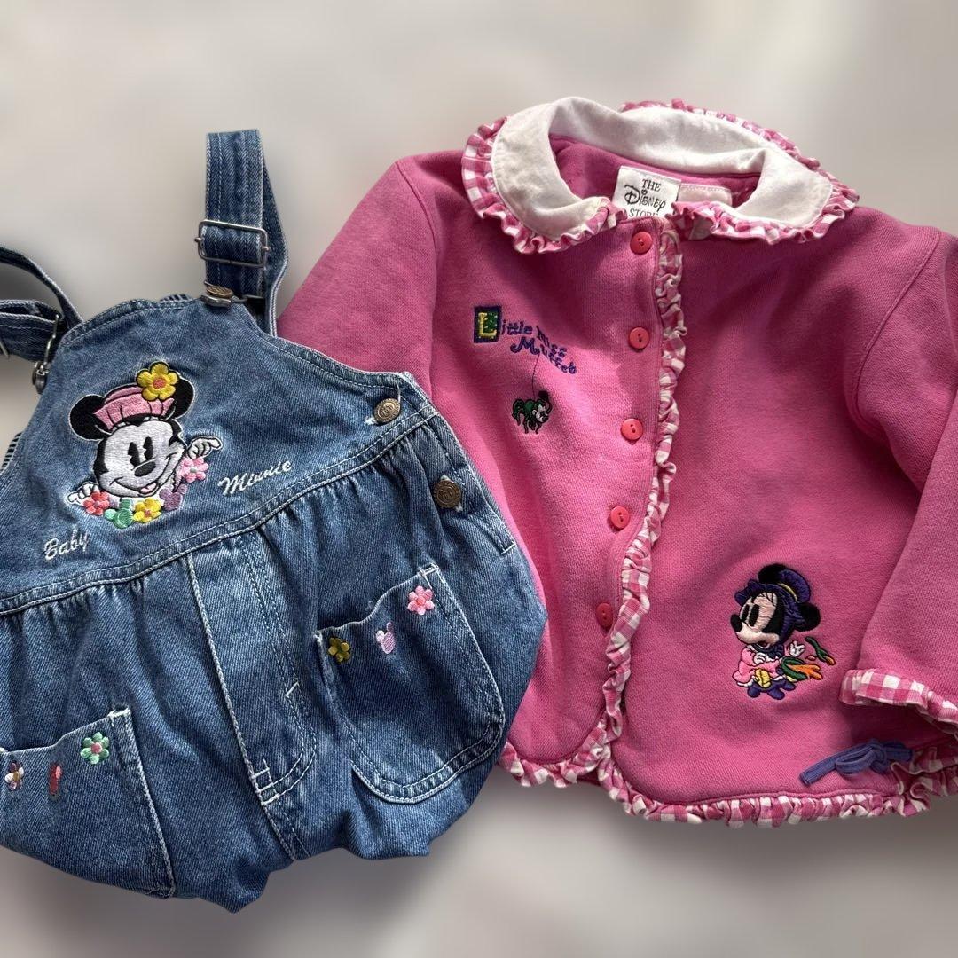 ミニー・マウス カーディガンとオーバーオールセット