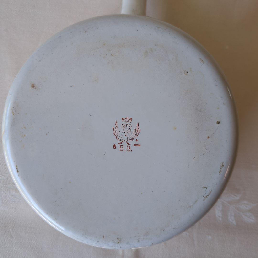 フランスアンティーク ホーロー片手鍋 BB社 ローズガーランド