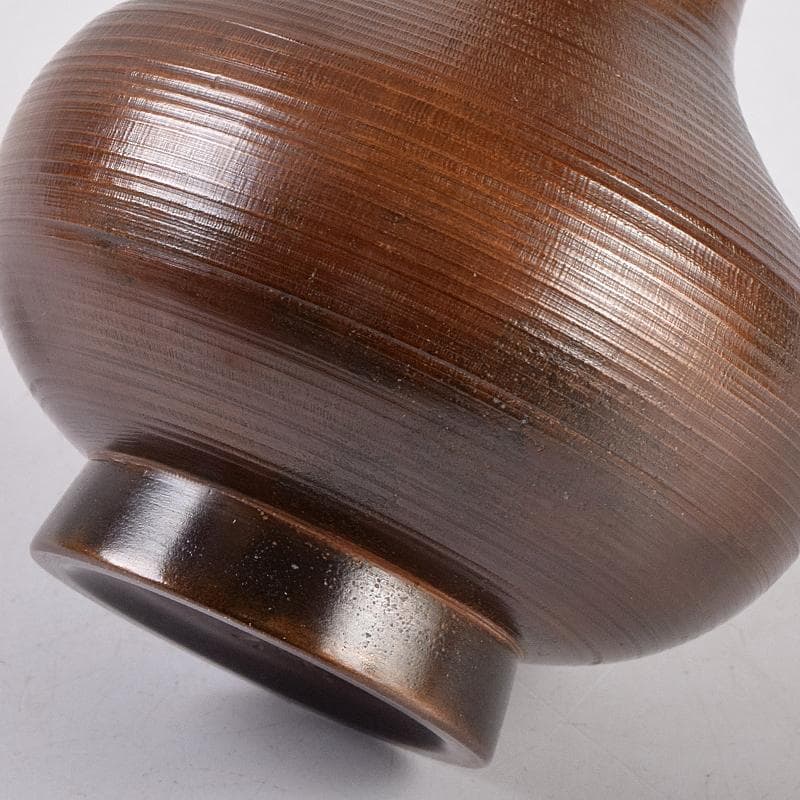 原益夫作　鋳銅　花瓶　共箱　V　R8922