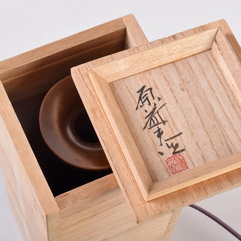 原益夫作　鋳銅　花瓶　共箱　V　R8922