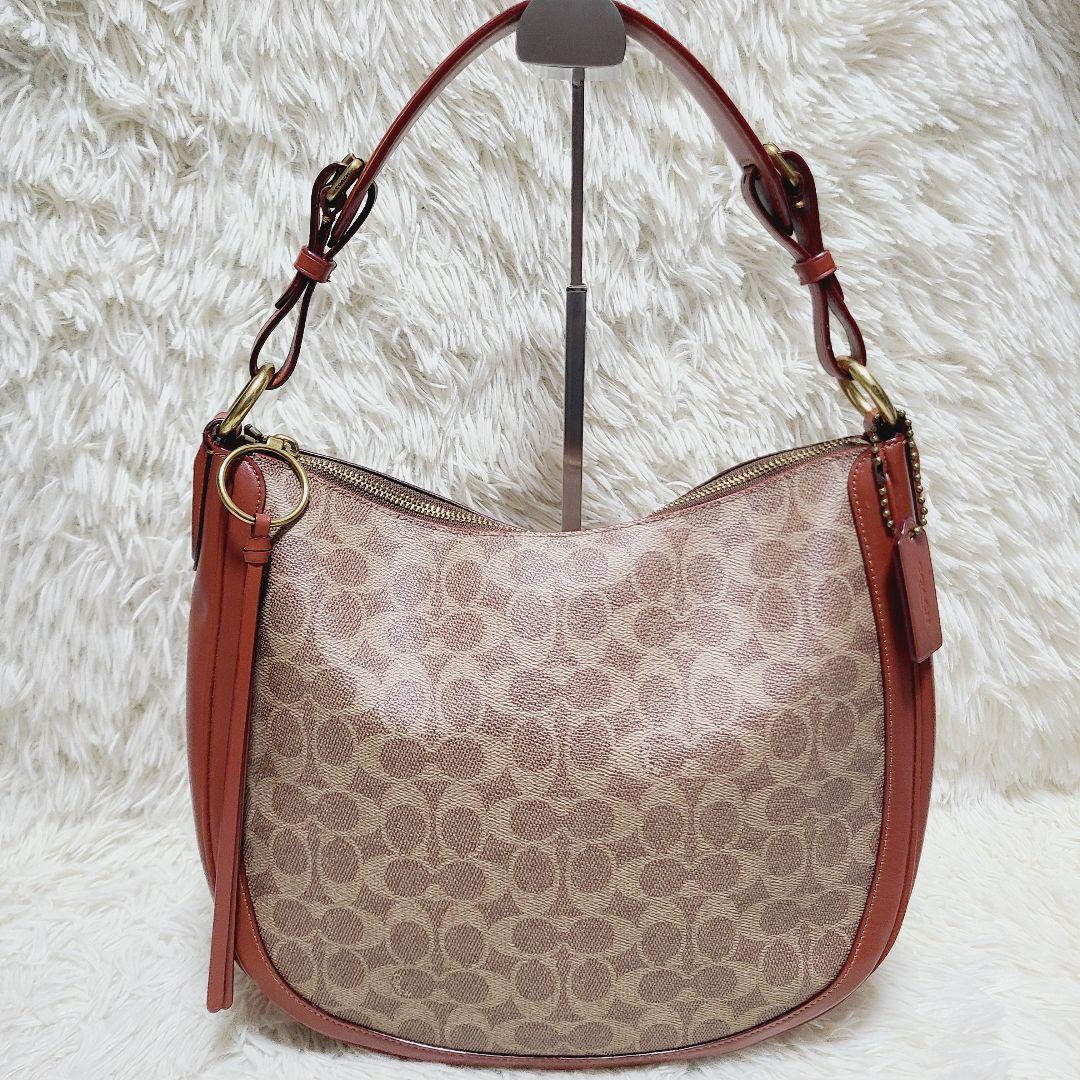 コーチ　ハンドバッグ　サットン　ホーボー　シグネチャー　PVC　レザー