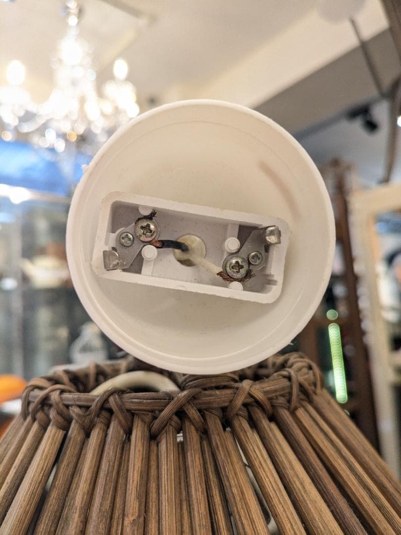 【廃盤希少】 東京メタル工業 ペンダントライト 照明 ラタン 籐 茶 ペンダント