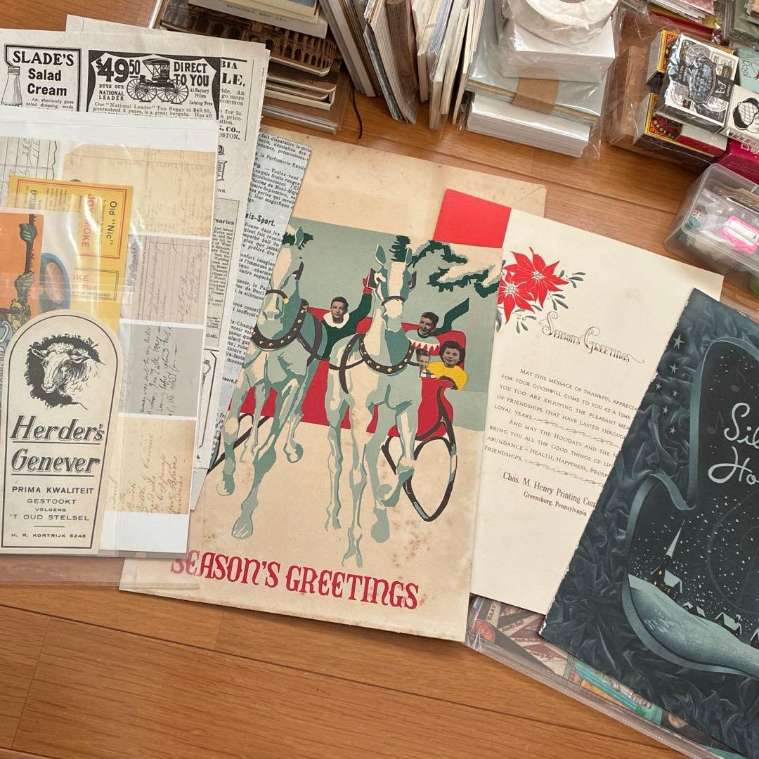 紙モノ　コラージュ素材　ノート　スタンプ　おすそわけファイル　ジャンクジャーナル