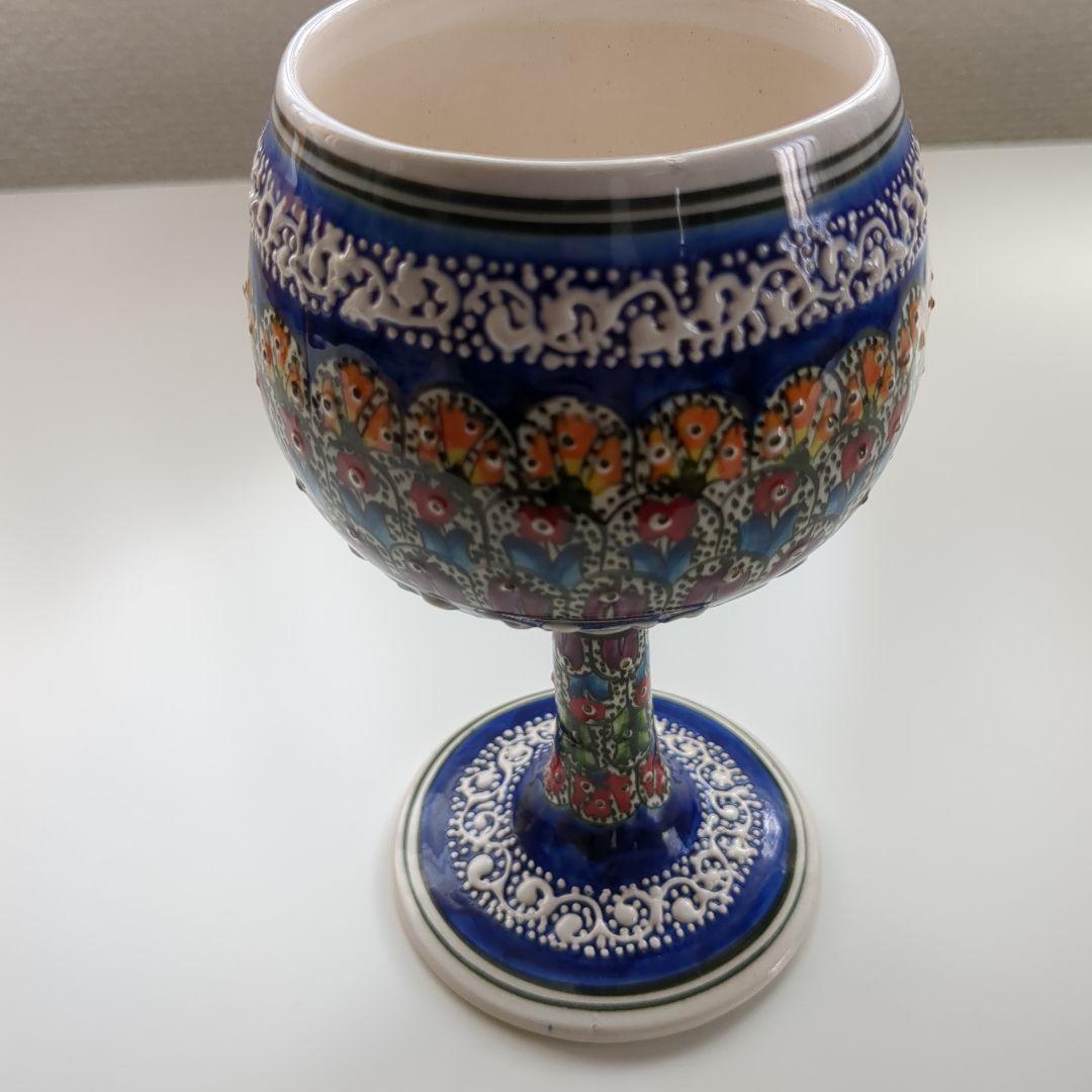 トルコ【カッパドキア】　陶器デキャンタとワイングラスセット