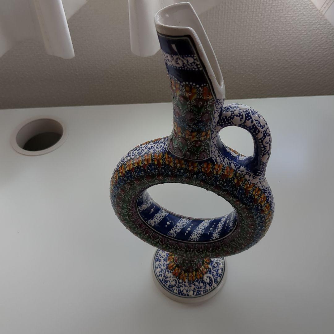 トルコ【カッパドキア】　陶器デキャンタとワイングラスセット