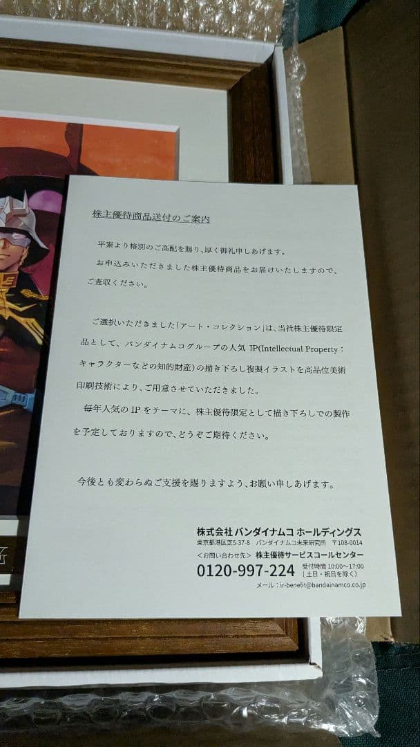 シャア・アズナブル　バンナム　バンダイナムコ株主優待　アートコレクション