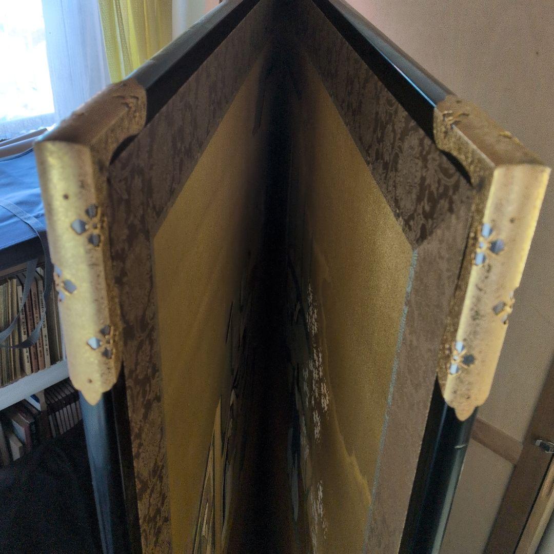 源氏物語の屏風絵。岡田泰水作。良品。