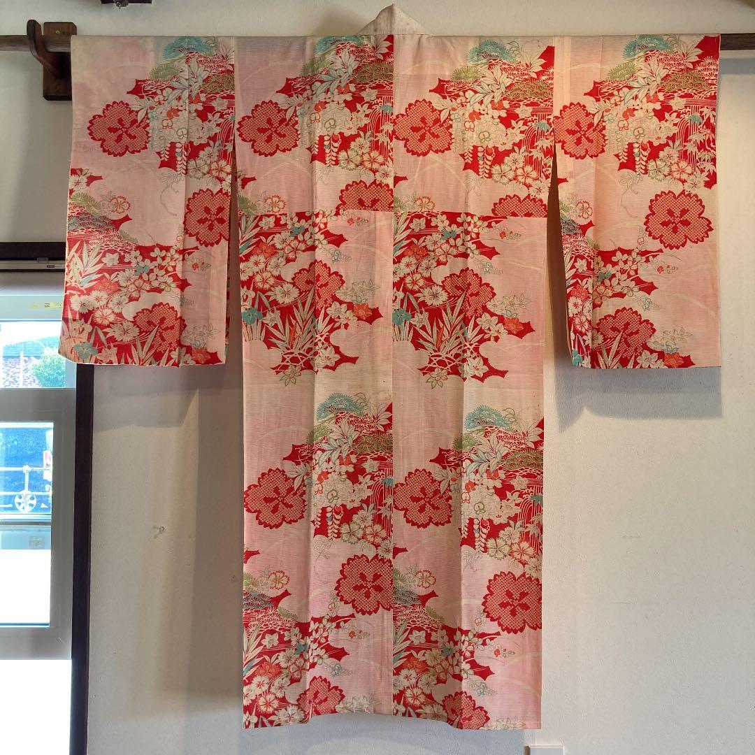 アンティーク　正絹　絽縮緬　襦袢　中振袖