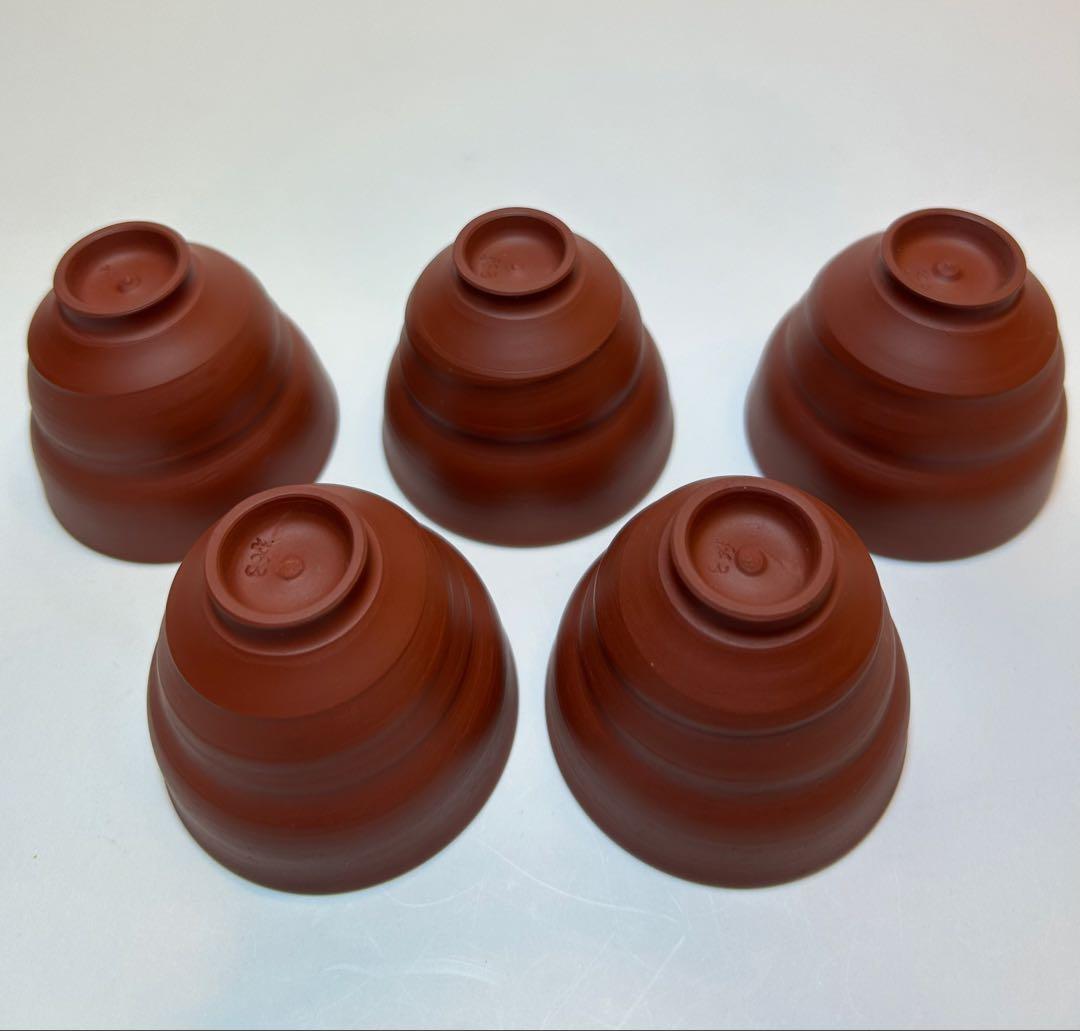 三代目　山田常山 常滑焼 朱泥茶器揃 急須 湯冷 湯呑 5客 人間国宝