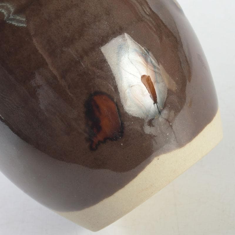 茶道具　京焼　桶谷定一作　肩衝茶入　仕覆付　共箱　V　9666