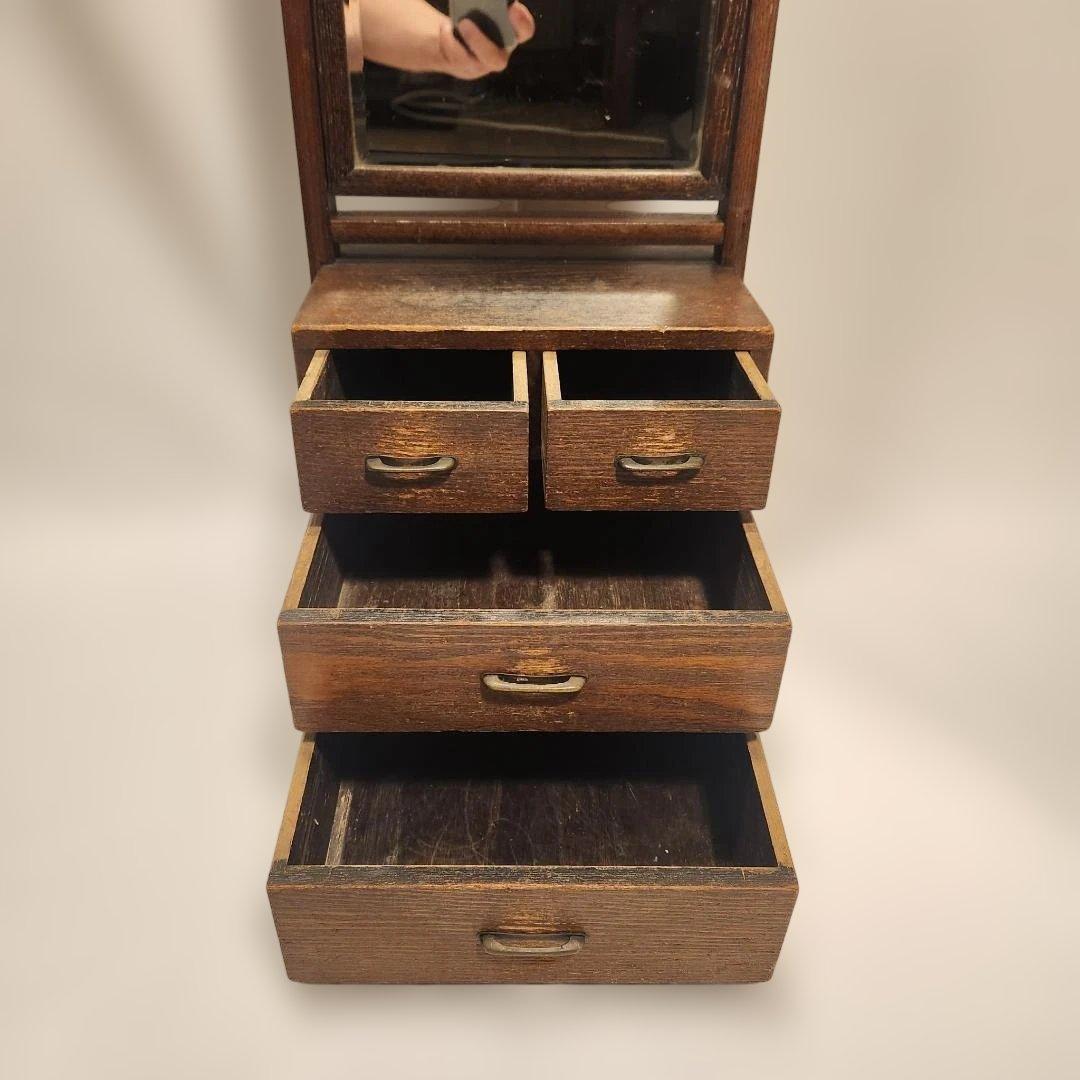 レトロ 鏡台 姿見 小引き出し古家具 時代家具 和モダン スタンドミラー 古民家