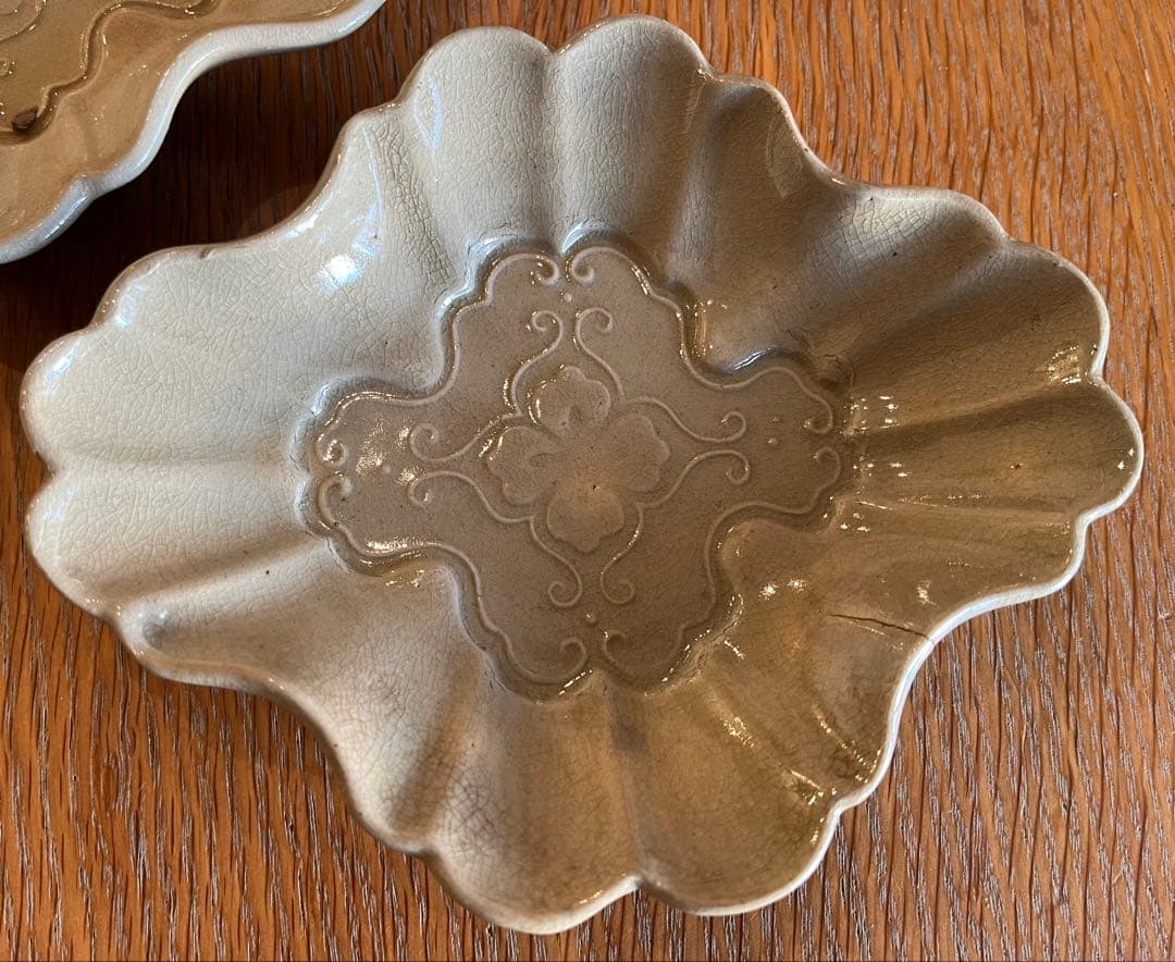 古瀬戸 御深井焼 菊皿 輪花皿 【5客】