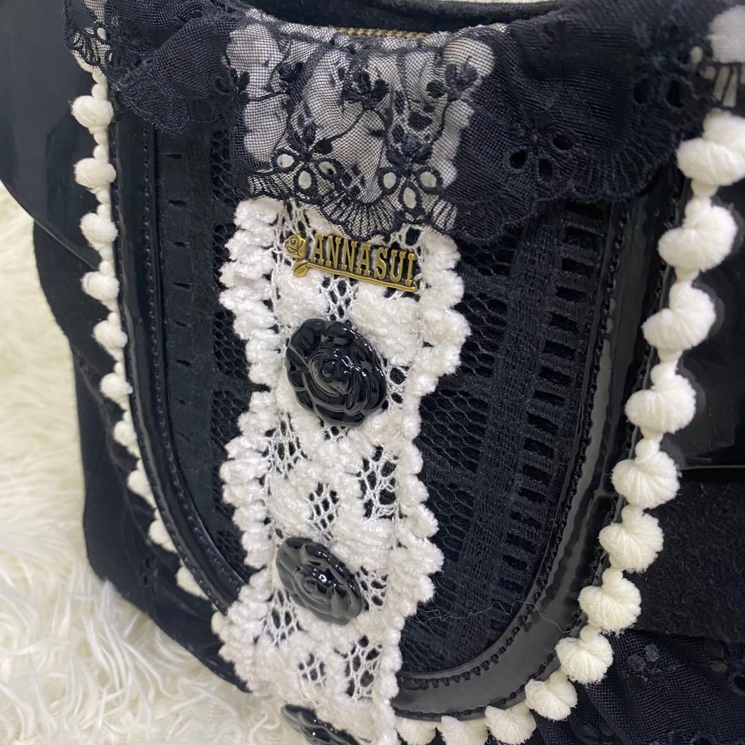 【★銀猫★】ANNA SUI 2way ハンド ショルダーバッグ ブラック