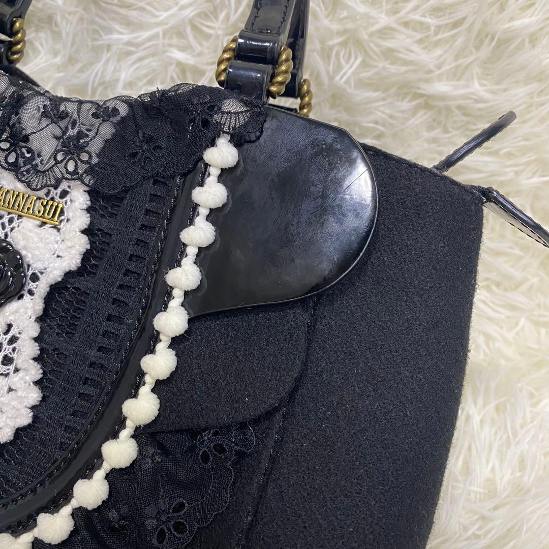 【★銀猫★】ANNA SUI 2way ハンド ショルダーバッグ ブラック