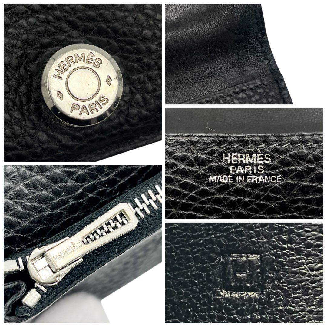 【美品】エルメス　トゴ　ドゴンコンパクト　折財布　ミニ財布　黒　ブラック　759