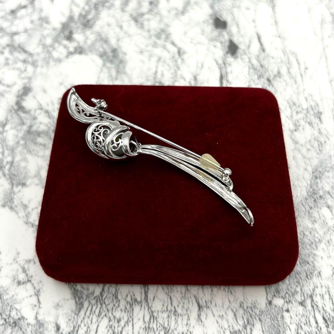 極美品✨ 本真珠　大粒パール 10.8mm ブローチ　シルバー