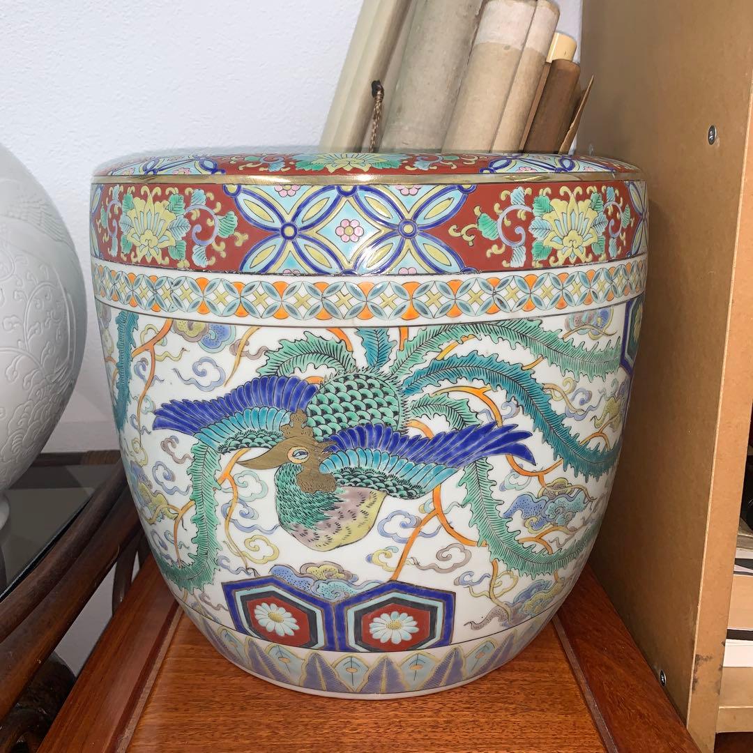 陶器製火鉢鳳凰 縁起物　美術品級