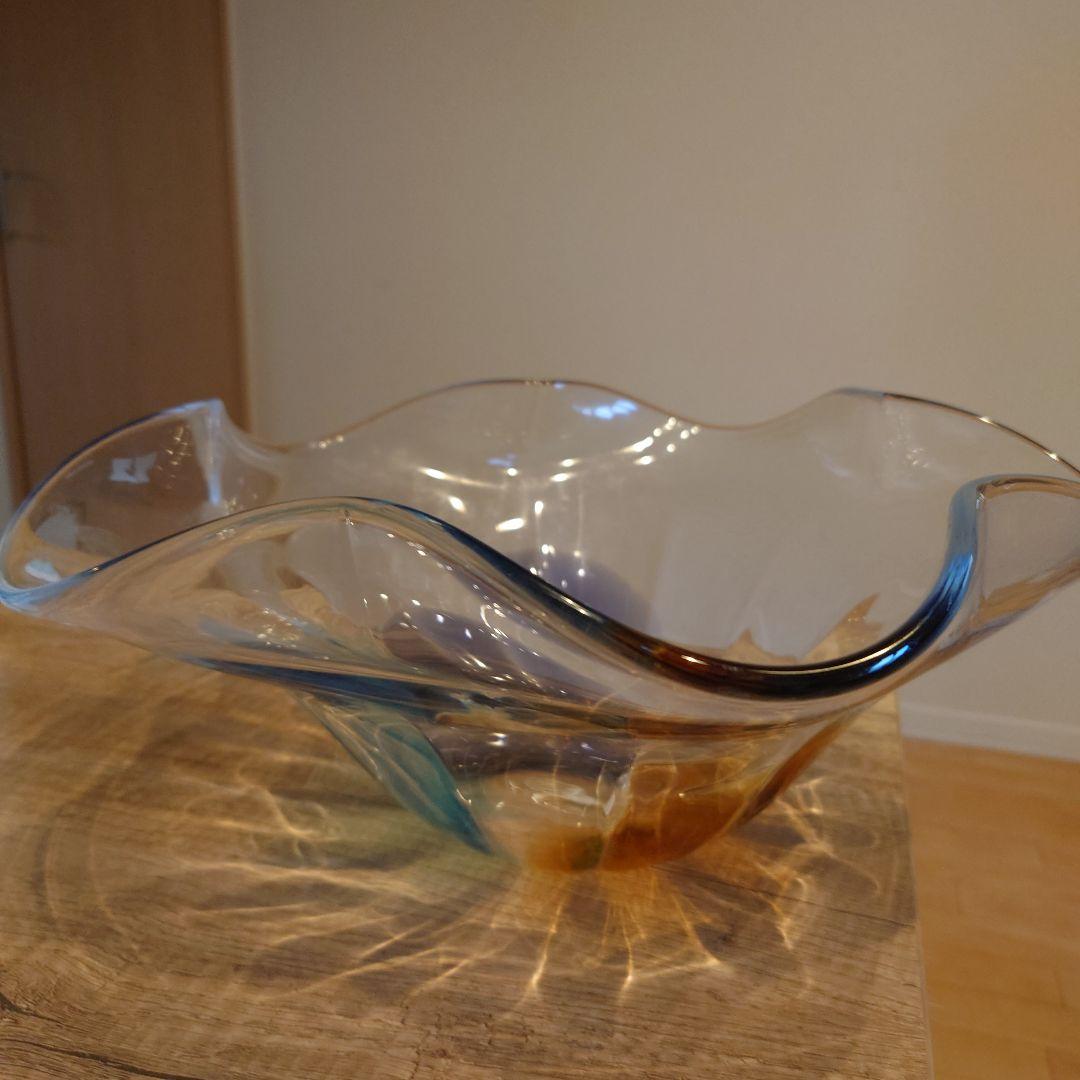 津軽びいどろ　水盤　高さ15センチ幅35センチ