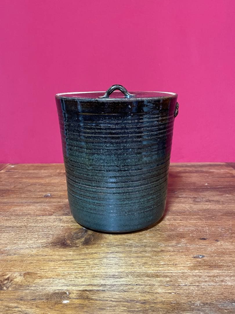 淡海ぜぜ 陽炎園 岩崎新定 膳所焼 耳付水指古膳所写耳付水指裏千家十五代鵬雲斎